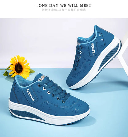 Women Outdoor Thick Bottom Swinging Casual Shoes Fashion Platform Large 42 Flat Bottom Walking Sports Shoes Walking and Running