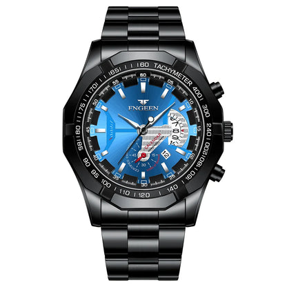 Montre-bracelet à quartz de luxe BINBOND pour homme, lumineuse, étanche, date automatique, en acier inoxydable