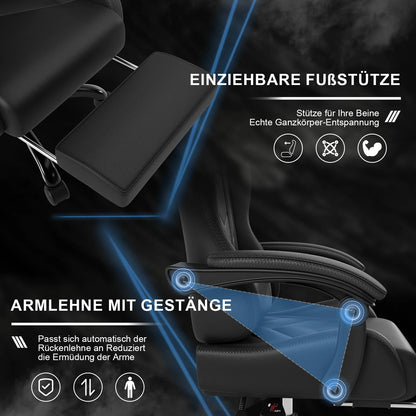 HOMALL Ergonomic Gaming Chair with Low-Noise Roll Office Chair Faux Leather Swing Chair Desk Chair