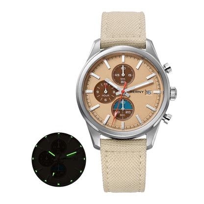 BERNY Chronograph Quartz Men Watch Luminous Miyota OS10 Top Luxury AR Coated Sapphire 5ATM Waterproof 2026 Sports Men’s Watches