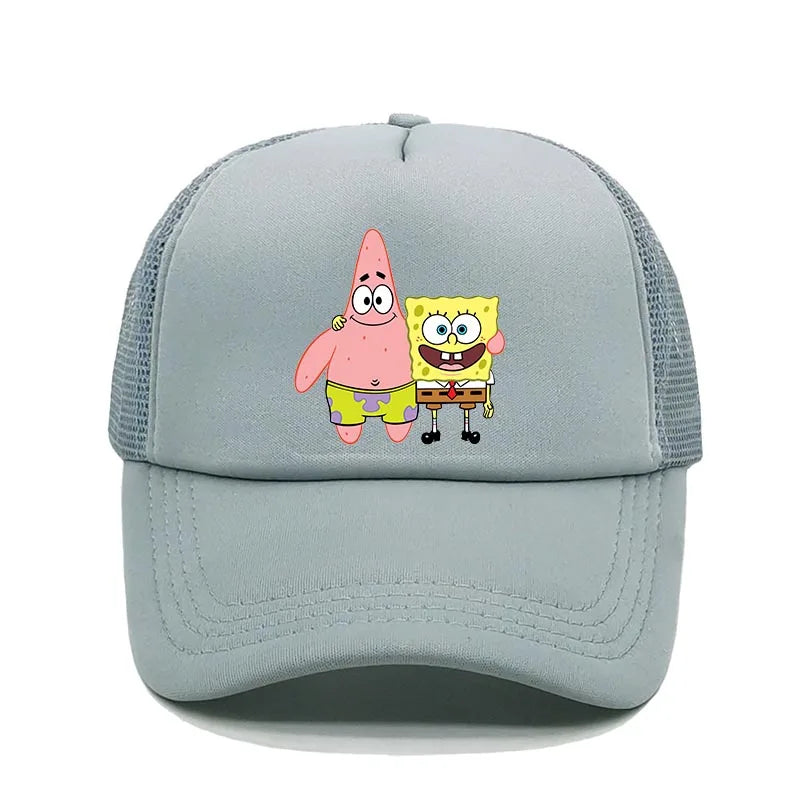 Módna roztomilá bejzbalová čiapka s potlačou SpongeBob, kreslená, pre mužov aj ženy, letná slnečná sieťovaná čiapka, anime, nastaviteľná slnečná clona, golfová čiapka, trucker čiapka