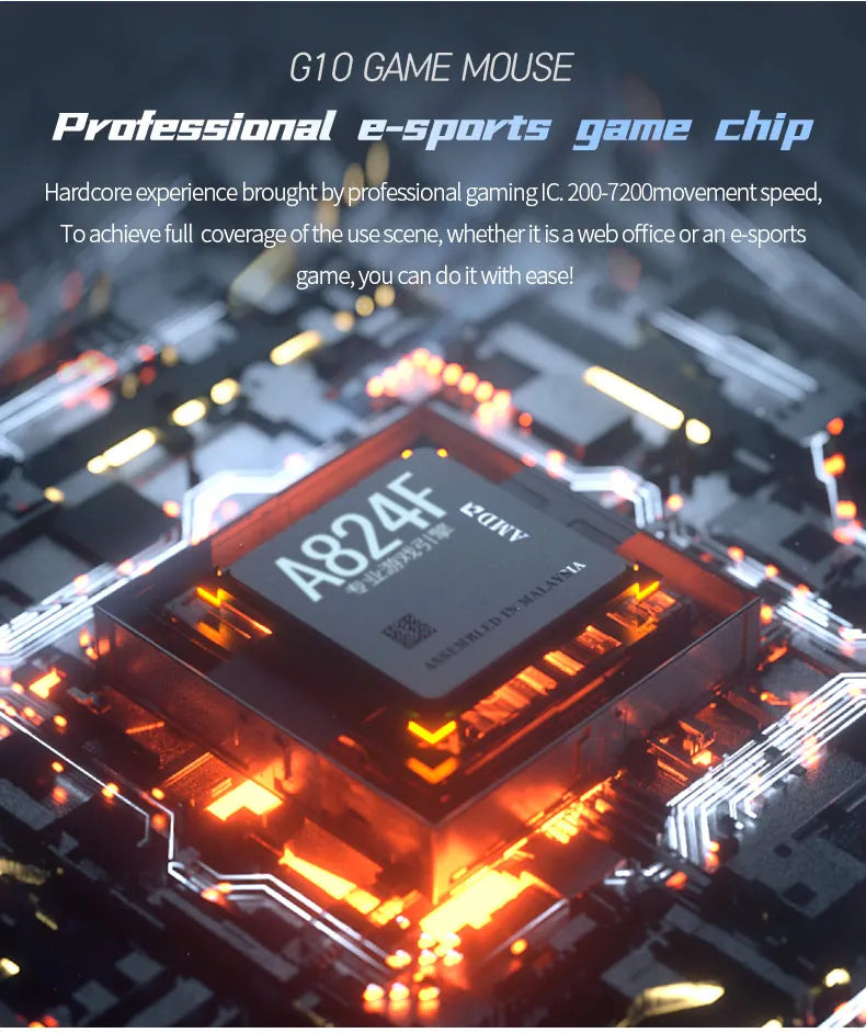 Kabelgebundene RGB-Esports-Gaming-Maus mit Hintergrundbeleuchtung, 200-7200 DPI einstellbar, USB-Kabelanschluss für PC, Laptop und FPS-Spiele