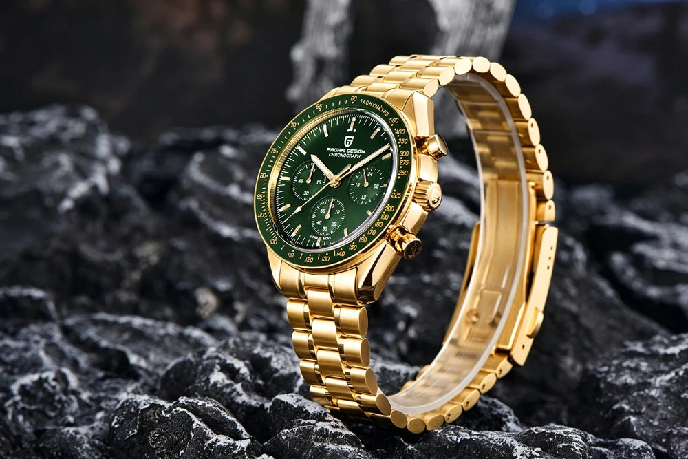 PAGANI DESIGN Moon Men's Watches Gold Luxury Quartz Watch Men Speed Sports Chronograph AR Sapphire Waterproof Luminous Man Gift