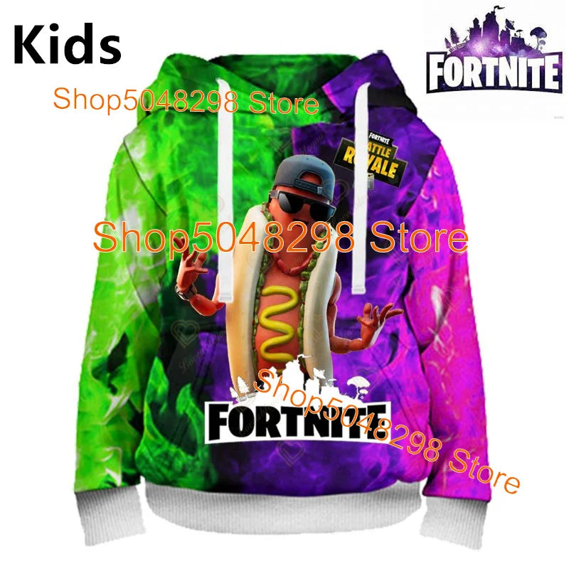 Hot Game Fortnite Hero Print Sweatshirt für Jungen und Mädchen, 3D-Kleidung, lässiger Kinder-Hoodie, für Kinder, Erwachsene, Herren und Damen, Frühlings- und Herbst-Pullover