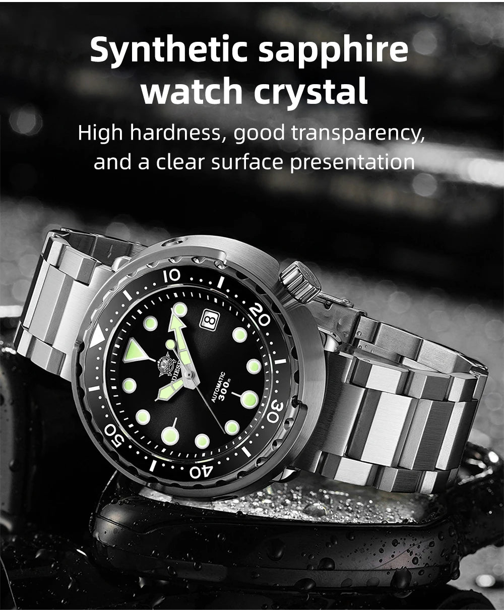 ADDIESDIVE Man Diving Watch 300M Waterproof C3 Super Luminous Sapphire Glass Calendar Automatic Mechanical Watches Reloj hombre