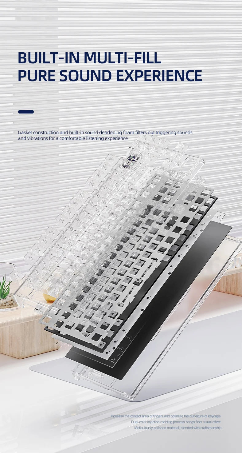 Teclado mecânico ATTACK SHARK K86 com botão metálico, ecrã TFT inteligente a cores, layout de 87 teclas, iluminação RGB e ligação trimodo