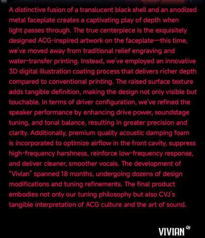 CVJ Vivian In Ear Earphones 10mm Dynamic Driver suitable for Music and Gaming 0.78mm Detachable Cable HiFi Sound Quality