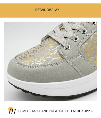 Damen-Leder-Sneaker, lässig, modisch und bequem – Plateau-Walking-Schuhe, Keilabsatz-Mokassins, atmungsaktive Loafer, Damenschuhe