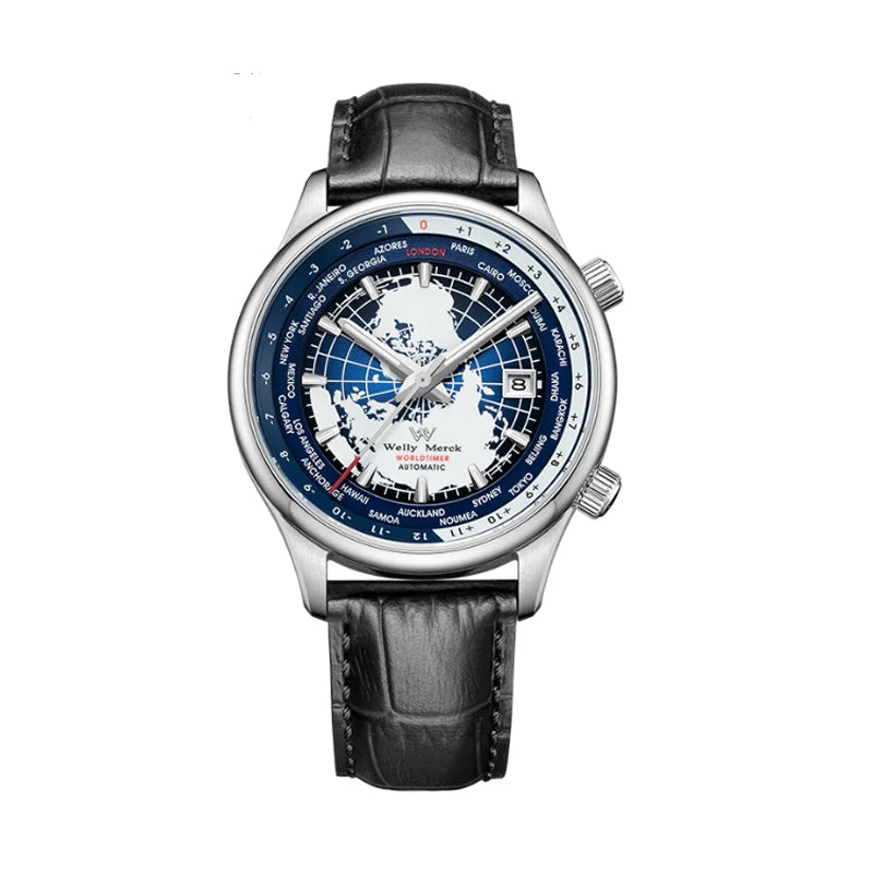 WM Watch Automatic Mechanical Men Watches High Quality Sapphire World Time Original Recognized Brand Welly Merck Watch Man WM057