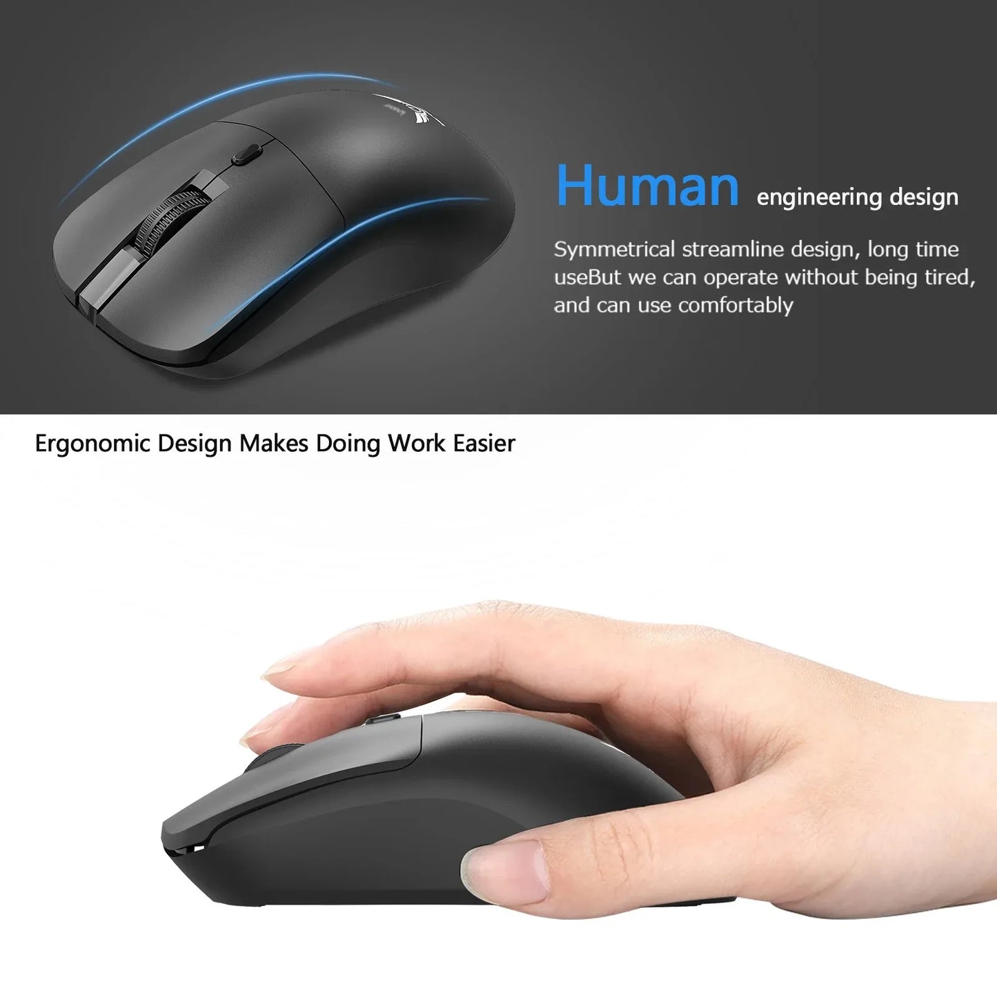 Wireless Mouse 2.4G Ergonomic Gaming Mouse Rechargeable 800/1200/1600DPI Mice for E-Sports Office Desktop Computers Laptop