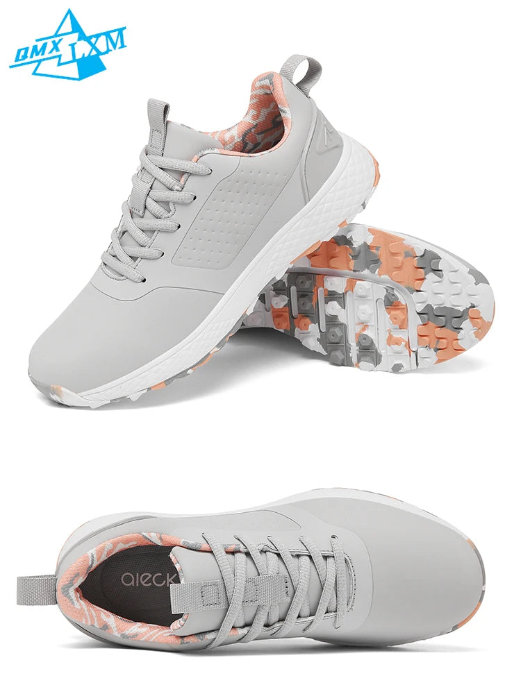LiXingMing Damen-Golfschuhe in Pink, professionelle Golfer-Sportsneaker für Herren, rutschfeste spikelose Golf-Turf- und Walking-Schuhe