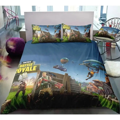 Fortnite Bedding Set Duvet Cover 3 Piece 3D Printed Bedroom Bedding Game Anime Cartoon Pillowcase Room Decoration Gifts