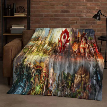 3D WOW World of Warcraft žaidimo „Demon Hunter Arthas“ animacinio stiliaus flanelinis pledas, itin minkštas pliušinis užklotas namams, miegamajam, lovai ir sofai