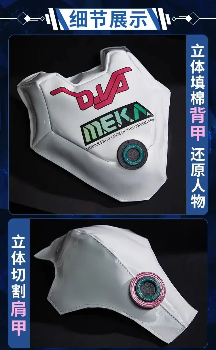 Kostým na cosplay Hana D.Va z hry Overwatch pre ženy – roztomilý elastický kožený overal Zentai na Halloween, karneval a párty