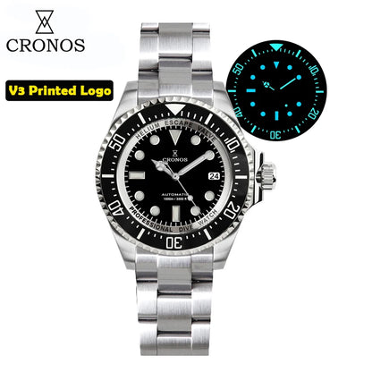 Cronos Automatic Diving Watch Stainless Steel 2000 Meters Water Resistance Professional Diver NH35 L6009M