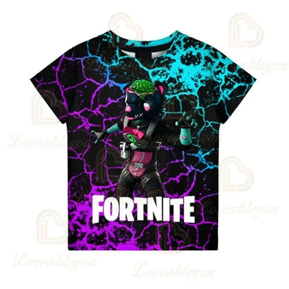 Fortnite Boys T-shirt Kids Tops Summer Children Clothes 3D Funny Battle Royale Game Graphics T Shirt Toddler Girls Top Tee