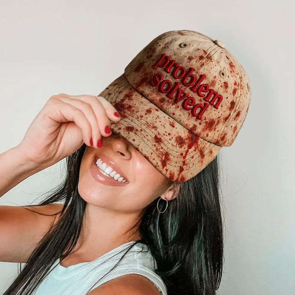 Problème de broderie sur le thème d’Halloween résolu : casquette sanglante d’horreur, idéale pour les fêtes d’Halloween, les accessoires de cosplay et les cadeaux