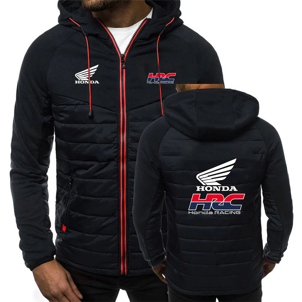 2025 Spring And Autumn Comfortable Jacket Slim Coat Men's New Seven-color Cotton-padded Honda racing Print Patchwork Hoodies, Produit gaming premium Fraquane, produits de luxe, nouvelle génération, équipement gamer