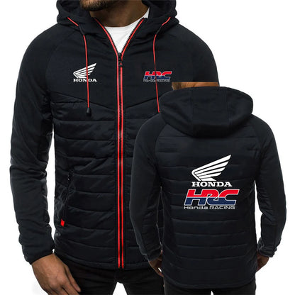 2025 Spring And Autumn Comfortable Jacket Slim Coat Men's New Seven-color Cotton-padded Honda racing Print Patchwork Hoodies, Produit gaming premium Fraquane, produits de luxe, nouvelle génération, équipement gamer