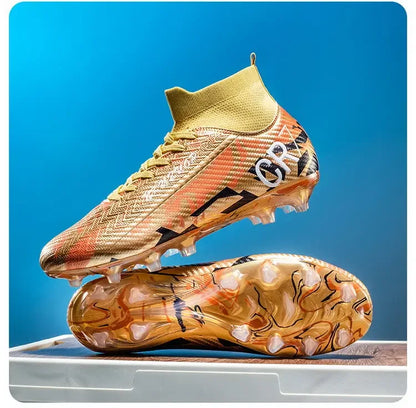 Unisex Teen Low Top Football Shoes Lightweight Elastic Sole Anti Slip Short Spikes Lawn Field Match Training Sneakers