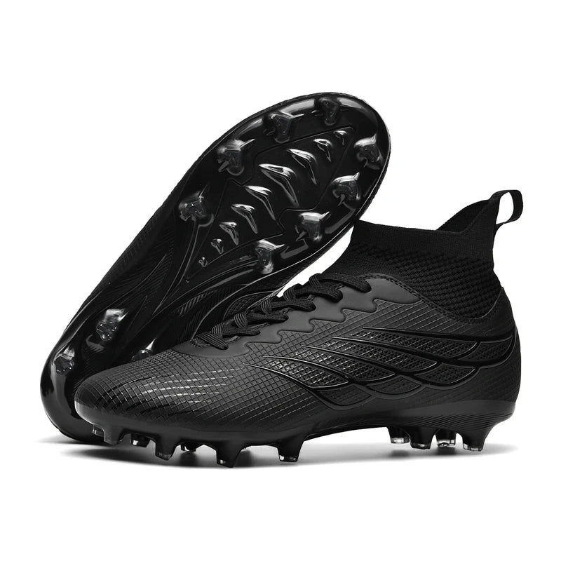 Botas de futebol Superfly FG para exterior, sapatilhas de futebol pretas com pitons, calçado desportivo profissional macio, respirável e confortável, tamanhos grandes