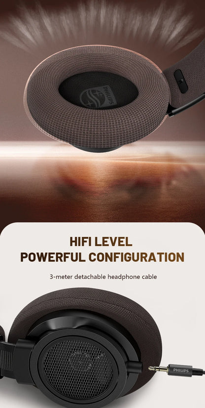 Philips SHP9500CY HiFi Open-Back Headphones Ultra-Comfortable Over-Ear Design Crisp Clear Sound Lightweight & Durable Build