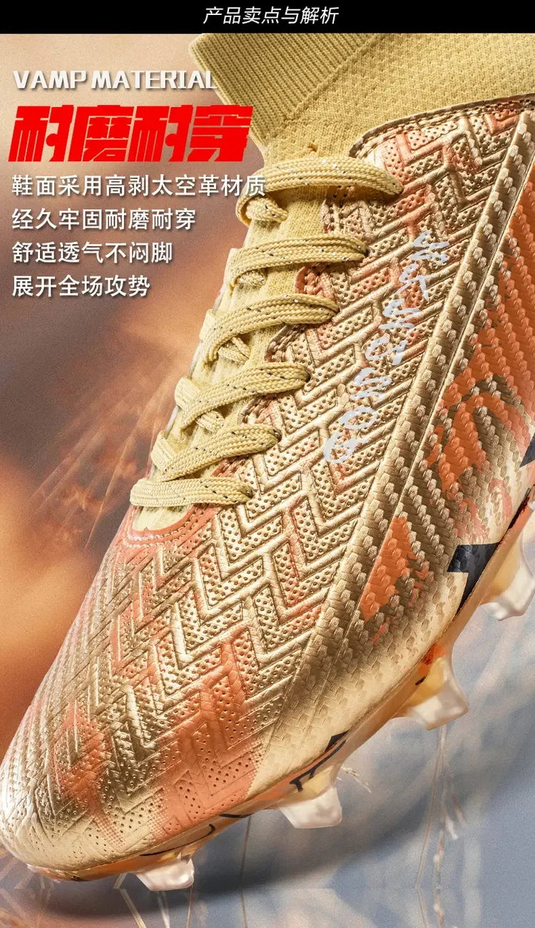 Unisex Teen Low Top Football Shoes Lightweight Elastic Sole Anti Slip Short Spikes Lawn Field Match Training Sneakers