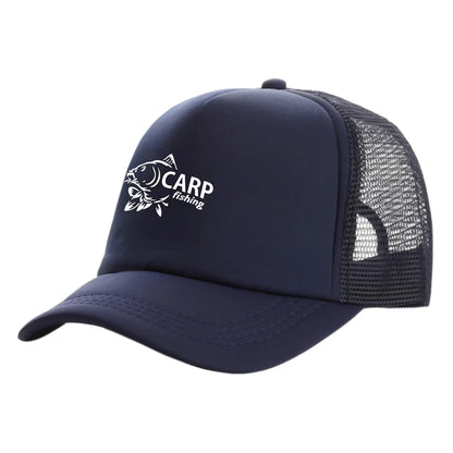 Pánske trucker čiapky s potlačou „Carp Fish“ – vtipné rybárske čiapky, baseballové čiapky, štýlové letné unisex čiapky zo sieťoviny MZ-169