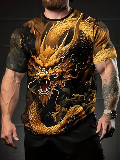 Cool Dragon Graphic Men's T-Shirt 3D High-Definition Print Hot Tee Round Neck Fashion Casual Quick-Drying Oversize Men Clothing