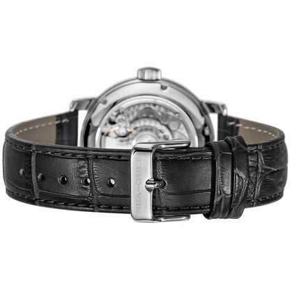 NEU Herren-Automatikuhr mit mechanischem Seagull ST25-Uhrwerk, modische Herrenarmbanduhr mit skelettierter Unruh, Casual-Business-Uhr 819.624