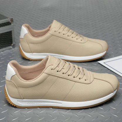 Leisure Running Summer Fashion Anti Slip Mountaineering PU Leather Sports Shoes Tennis Trend  Hot Selling Men White Flat Shoes