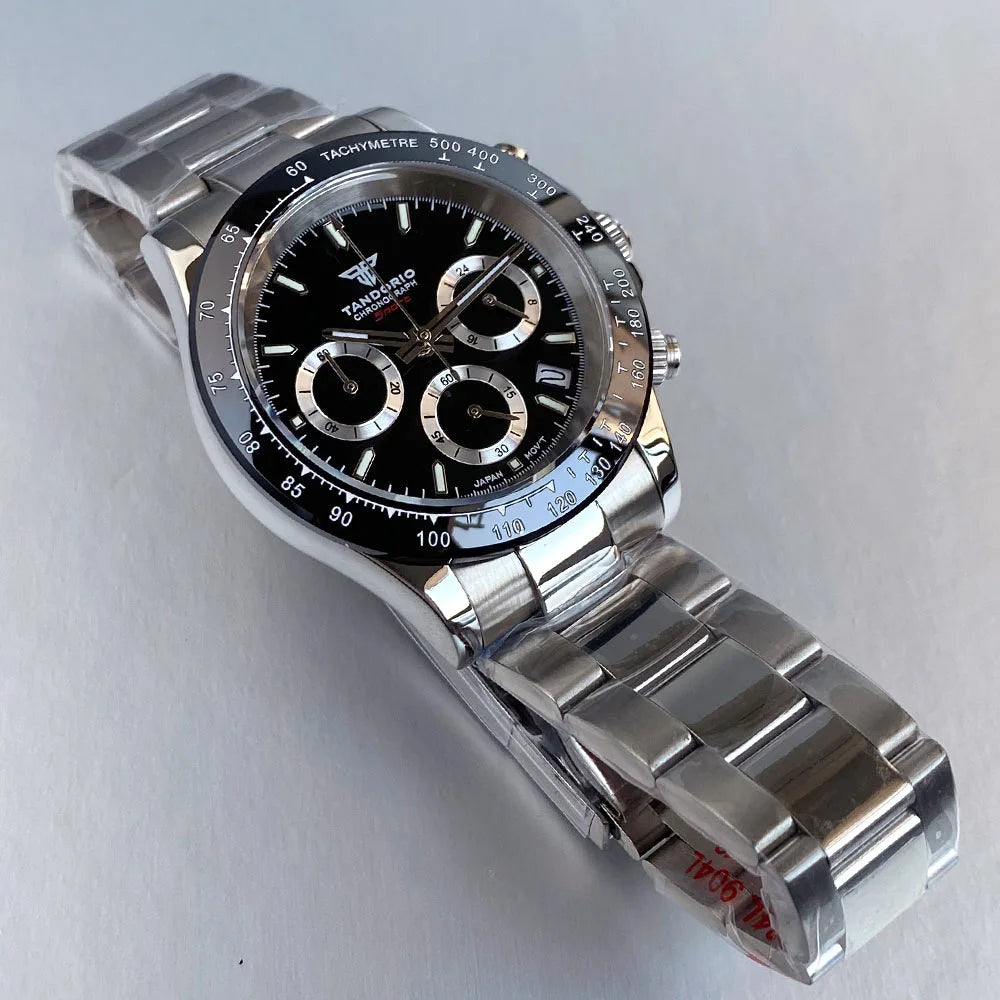 Reloj de lujo para hombre VK63 con movimiento de cuarzo, cronógrafo de negocios, 39mm, acero/oro rosa, fecha, esfera luminosa y cronógrafo completo