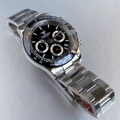 Reloj de lujo para hombre VK63 con movimiento de cuarzo, cronógrafo de negocios, 39mm, acero/oro rosa, fecha, esfera luminosa y cronógrafo completo