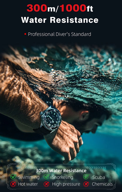 2025 New  NORTH EDGE TRITON Solar Powered Dive Watch Men Luxury Quartz Watches For Men 316L Stainless Steel Case Waterproof 300M