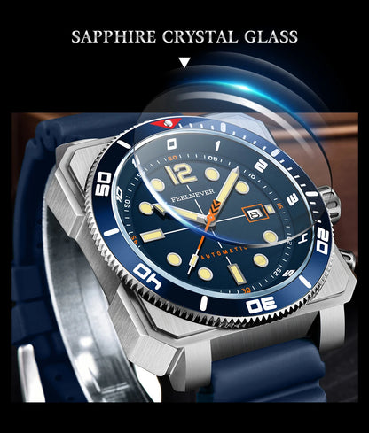 Reloj de buceo automático para hombre FeelNever 8215 con movimiento automático, superluminoso, acero 316, cristal de zafiro, reloj mecánico deportivo masculino