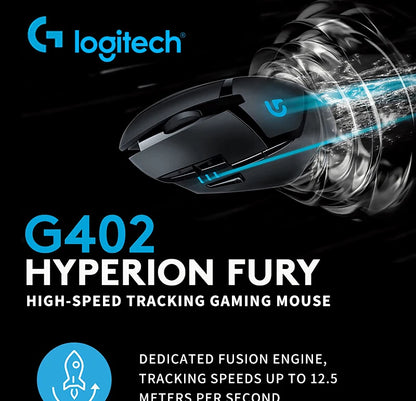 Logitech (G) G402 ratón gaming con cable para e-sports, ratón mecánico con programación de macros, CSGO, Eating Chicken, competitivo para ordenador