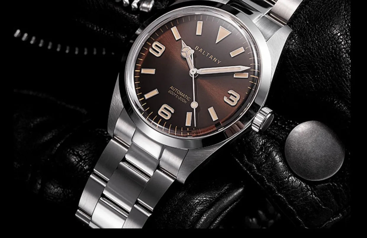 Baltany Men Automatic Watch 39MM Mechaical Wristwatch Bubble Sapphire 20ATM Waterproof C3 Luminous NH38 / SW200