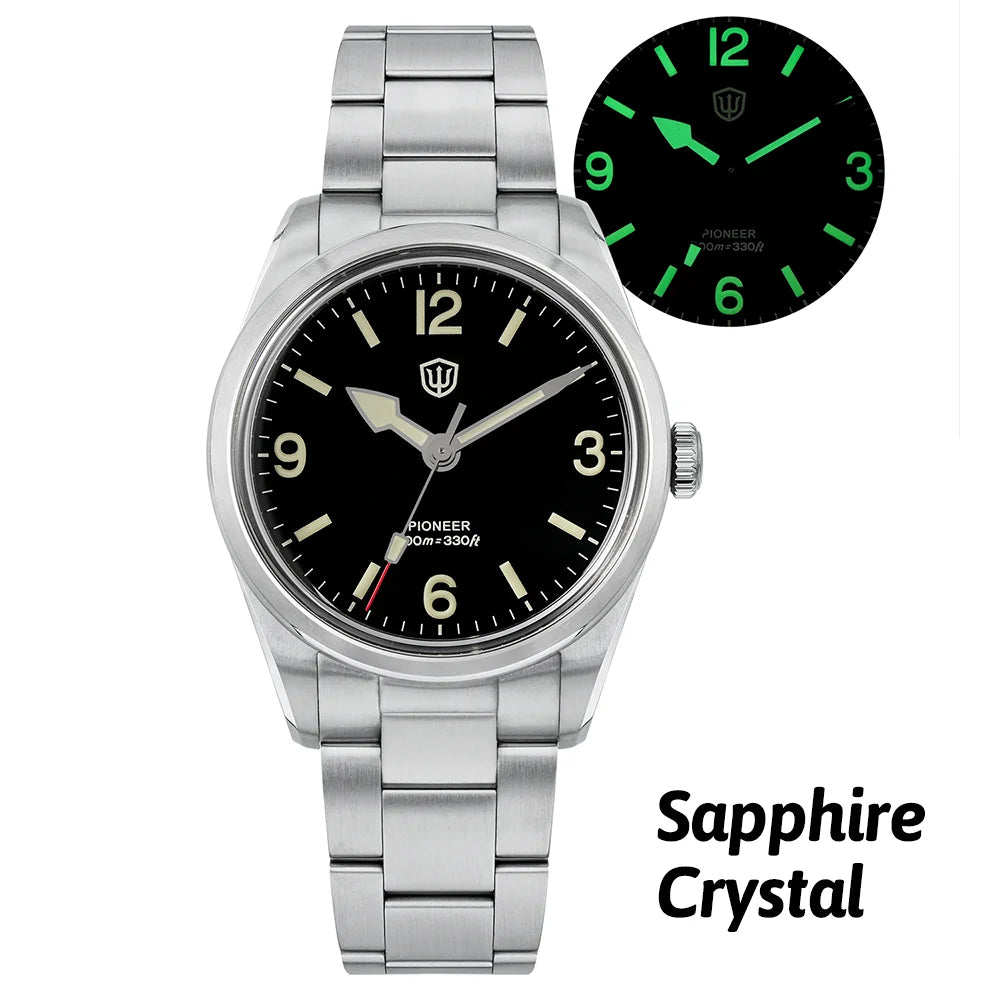 Montre à quartz pour homme Watchdives WD1960S V2, style vintage, cadran crème, 36 mm, mouvement VH31 à trotteuse fluide, verre saphir bombé, étanche 10 ATM, aiguilles luminescentes, boîtier en acier inoxydable