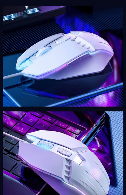 HP M1 kabelgebundene Gaming-Maus, weiß beleuchtet, E-Sports-Maus, USB, für Gaming, Büro, Desktop und Laptop
