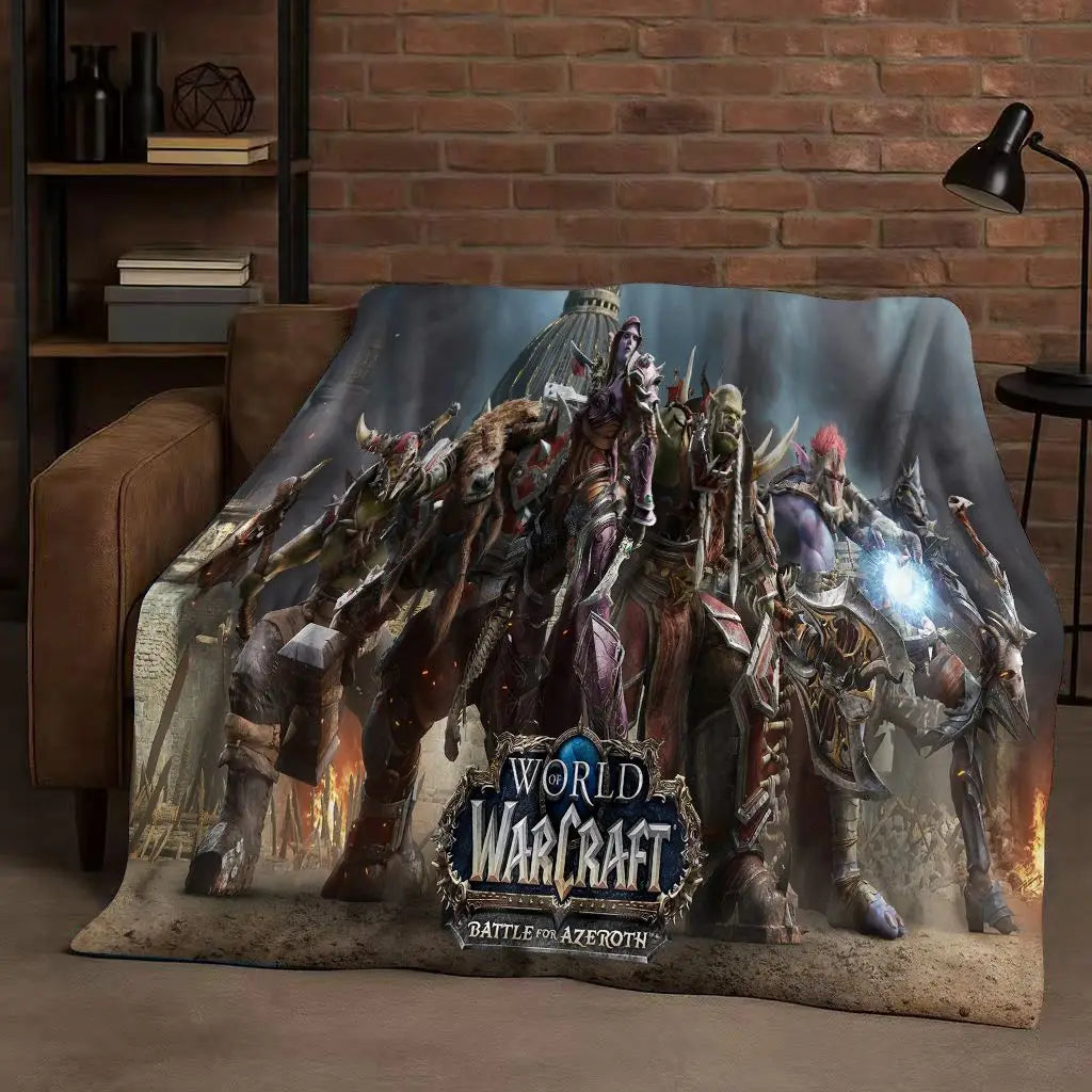 3D WOW World of Warcraft žaidimo „Demon Hunter Arthas“ animacinio stiliaus flanelinis pledas, itin minkštas pliušinis užklotas namams, miegamajam, lovai ir sofai