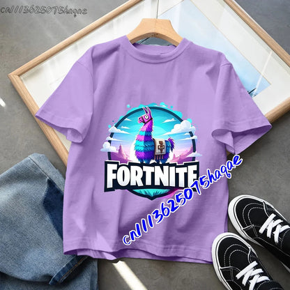 Fortnites Children T-shirts Game Cartoon Printed Figures Fortress Night Tees Game Short Sleeves Tops Summer Boys Girls Clothes
