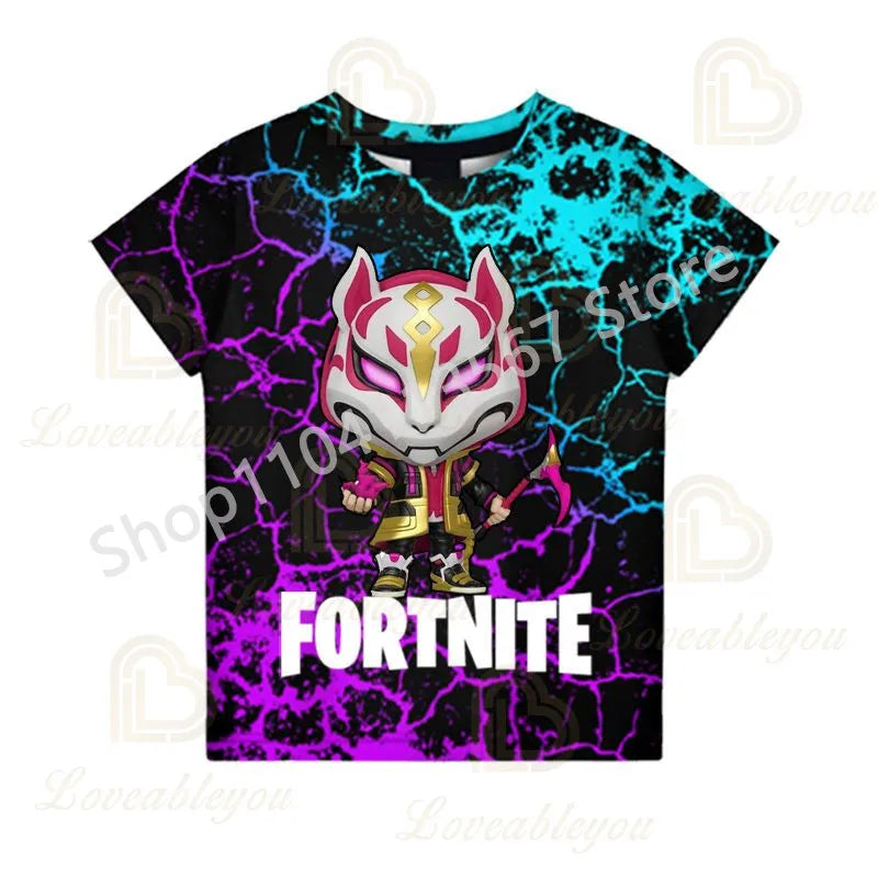 F-Fortnited T-Shirt für Jugendliche – Battle-Game-Shirt für Erwachsene, kurzärmeliges Sommer-T-Shirt für Teenager, Jungen und Mädchen