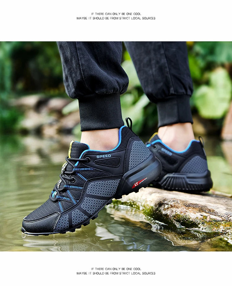 Herenwandelschoenen voor alle terreinen – outdoor sportschoenen van ademend mesh, antislip en slijtvast, voor wandelen en fietsen outdoor