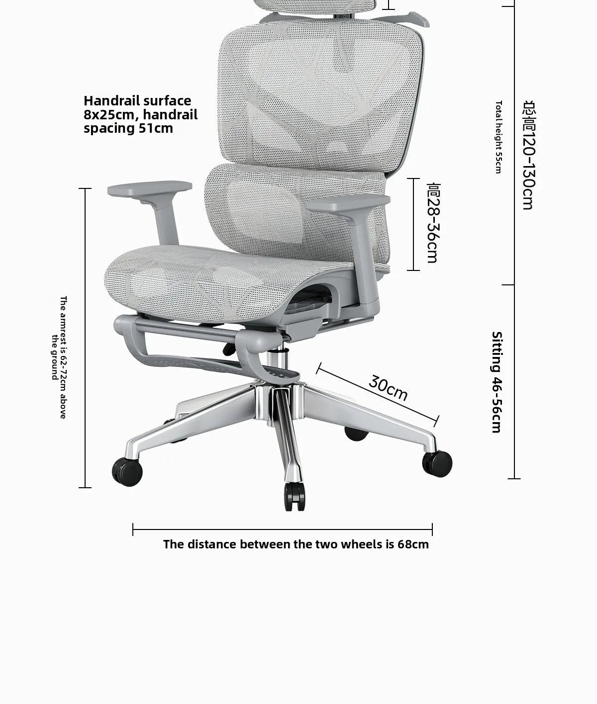 Regulowane ergonomiczne krzesło biurowe z siatki, oddychający fotel komputerowy z wysokim oparciem, podparciem lędźwiowym 6D i wysuwanym podnóżkiem