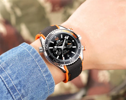 PAULAREIS P Relógio mecânico automático de luxo para homem com corda automática, bracelete em borracha, impermeável, luminoso, com data, relógio de moda masculino