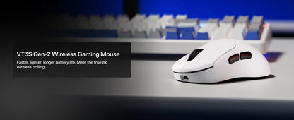 Mouse gaming wireless Rapoo VT3S /VT3S MAX GEN-2, rată de polling wireless True 8K, ultra-ușor, 49g, autonomie a bateriei de până la 750Hr