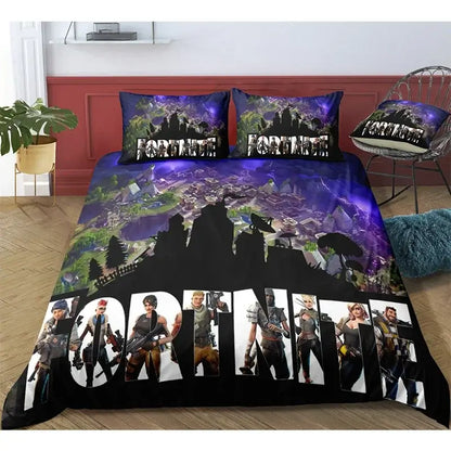 Fortnite Bedding Set Duvet Cover 3 Piece 3D Printed Bedroom Bedding Game Anime Cartoon Pillowcase Room Decoration Gifts