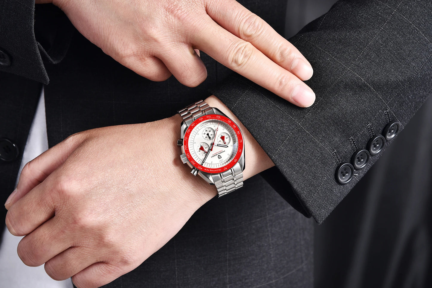 PAGANI DESIGN New AR Sapphire Quartz luxury men's watches 500 vitometer Circle Sport M 100 waterproof chronograph 316L all-steel Japan Movt Luminous man Watch
