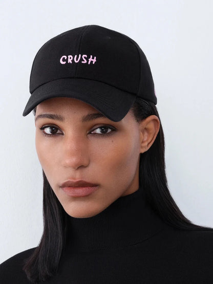 Unisex hímzett „crush” baseball sapka, fekete, hímzett kezdőbetűkkel, „dad hat”, 100% pamut, négy évszakra alkalmas baseball sapka