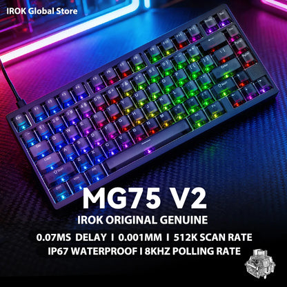 Tastiera meccanica gaming magnetica in alluminio IROK MG75 V2 MG75V2 Rapid Trigger 0.07ms 8KHz 0.001mm frequenza di scansione 512K per gamer